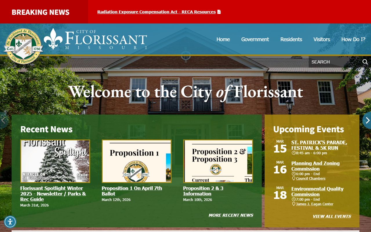 florissant city website genealogy records st. louis county