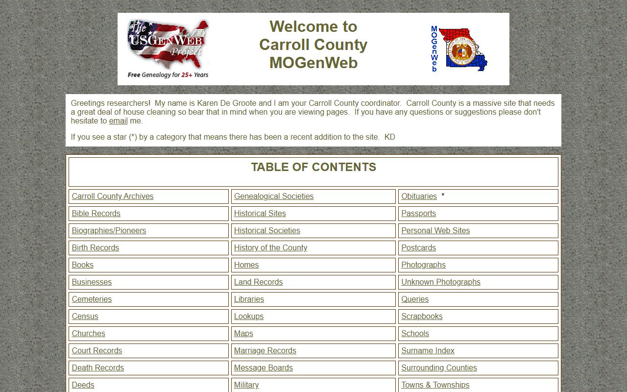 carroll county missouri genealogy records mogenweb
