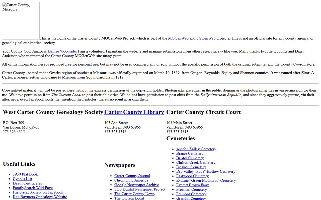 carter county missouri genealogy records mogenweb