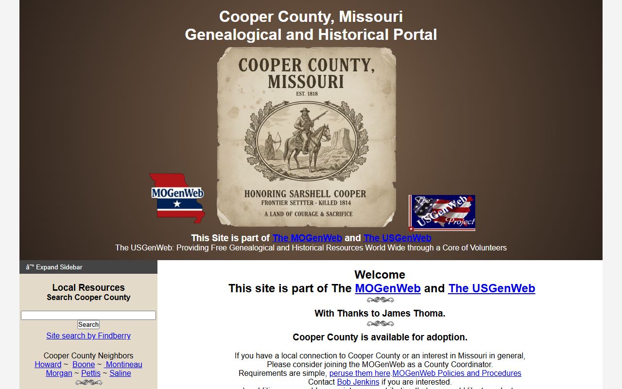 cooper county missouri genealogy records mogenweb