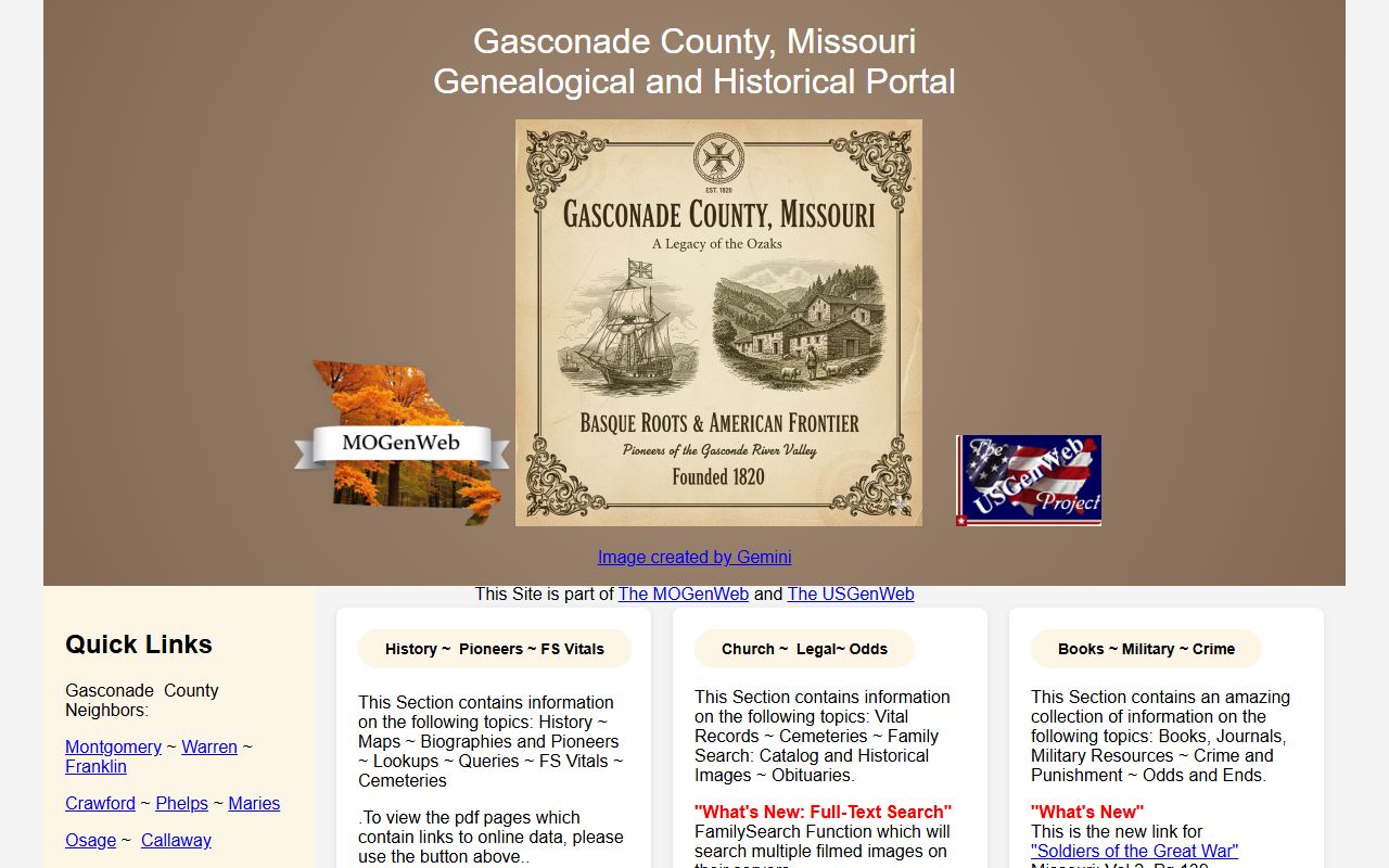 gasconade county missouri genealogy records mogenweb page