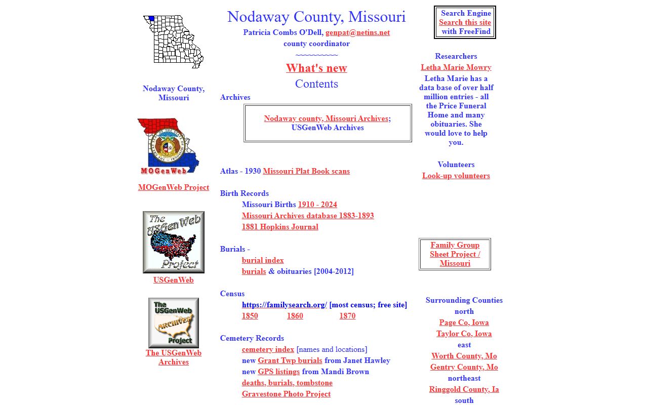 nodaway county genealogy records mogenweb