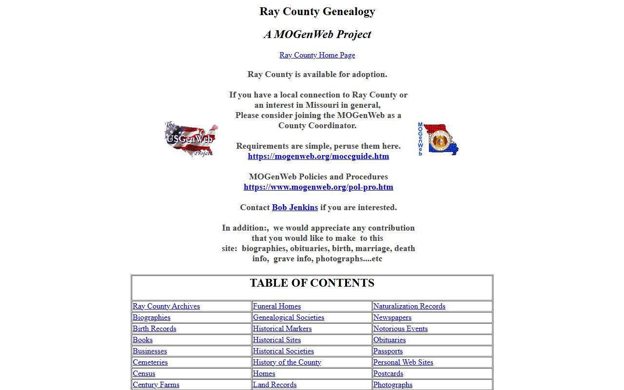 ray county genealogy records mogenweb page