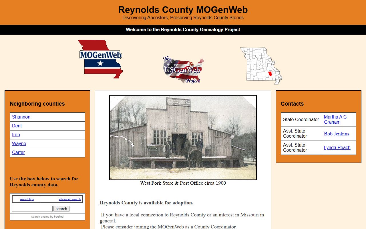 reynolds county genealogy records mogenweb page