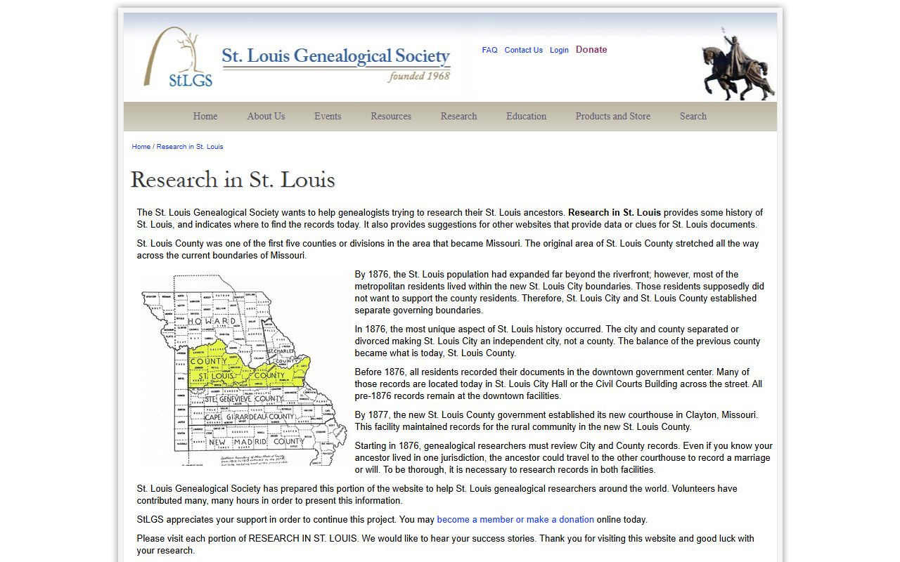 st. louis genealogical society research resources