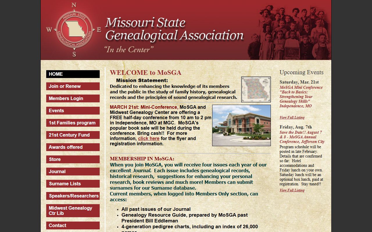 Missouri State Genealogical Association website for genealogy research and records
