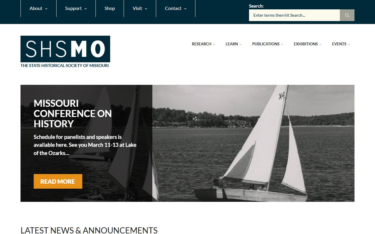 State Historical Society of Missouri research center homepage for genealogy records